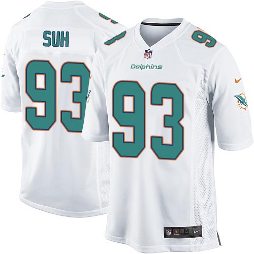 Men's Game Ndamukong Suh Nike Jersey White Road - #93 NFL Miami Dolphins